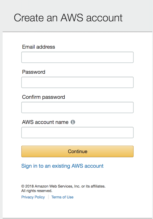 Start the AWS account creation