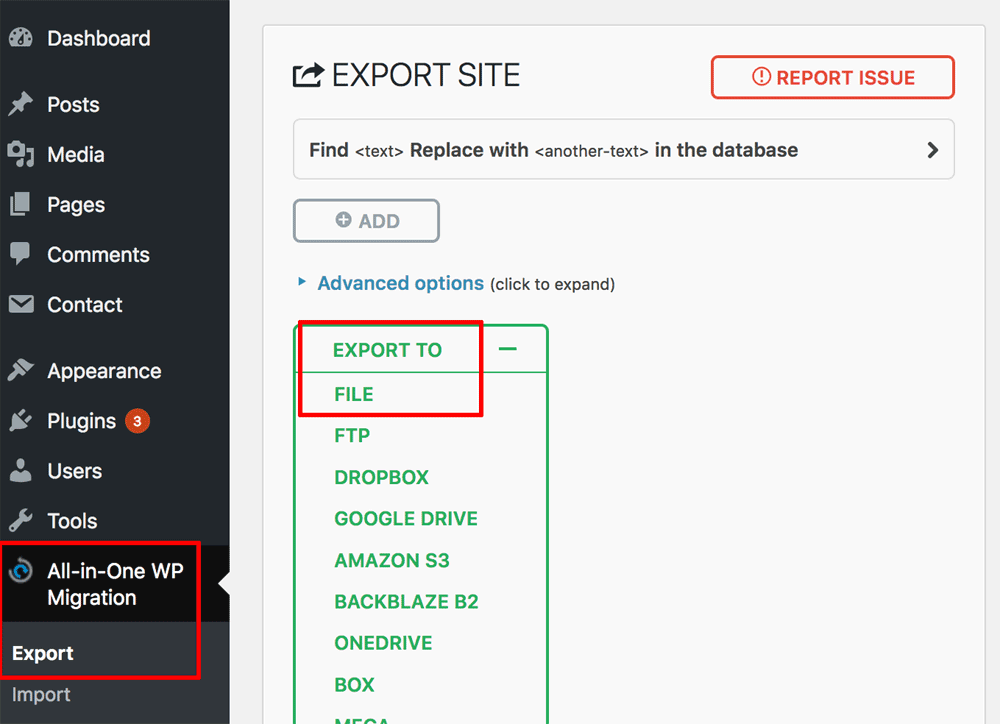 export data