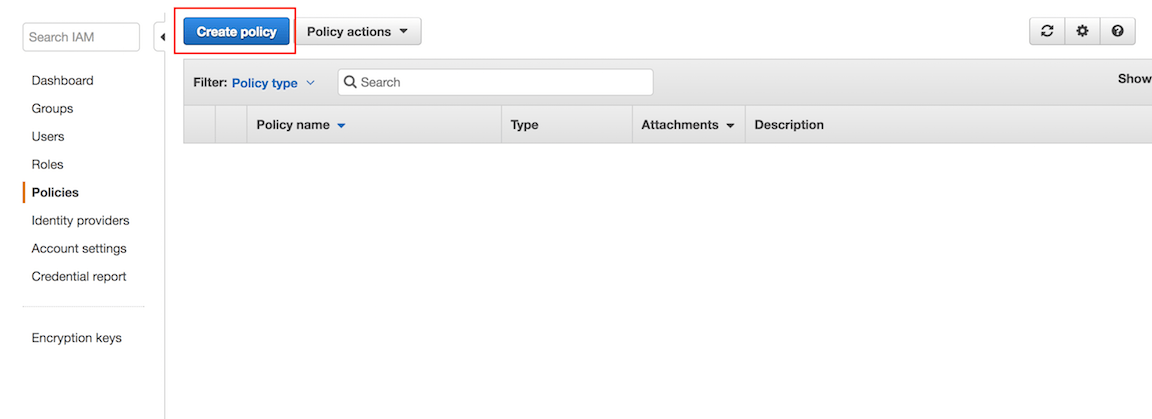 AWS create policy