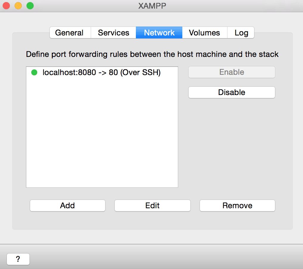 Port forwarding status